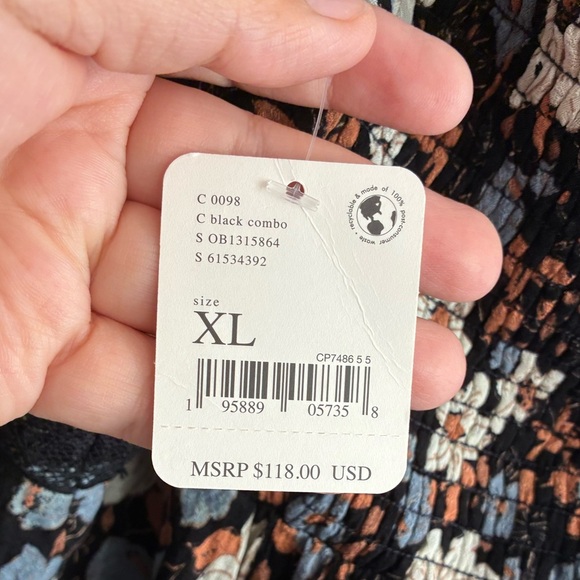 🆕Free People All I Wanted Maxi Slip Dress Black Combo Straps Slit XL🆕 - Picture 16 of 16